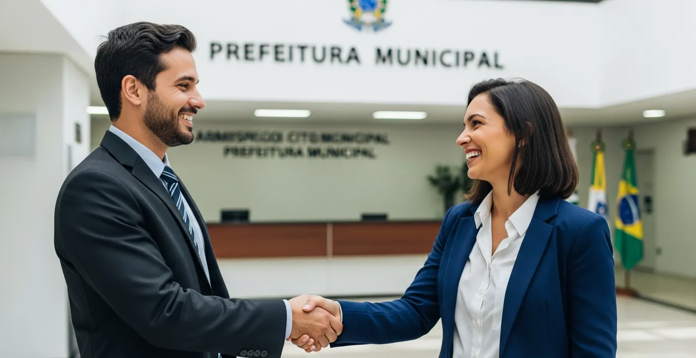 Aperto de mãos entre parceiro comercial e a Softagon firmando o programa de parceria de revenda SaaS